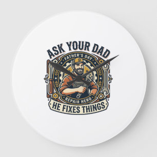 Father Day Repair Dad Shirt Ask Your Dad He Fixes Large Clock