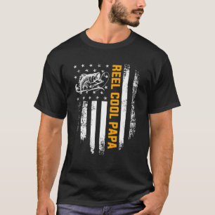 Father Day USA Flag Funny Fishing Reel Cool Papa T-Shirt