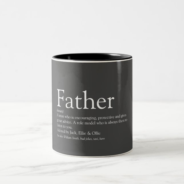 Father Definition Quote Modern Stylish Two-Tone Coffee Mug (Center)