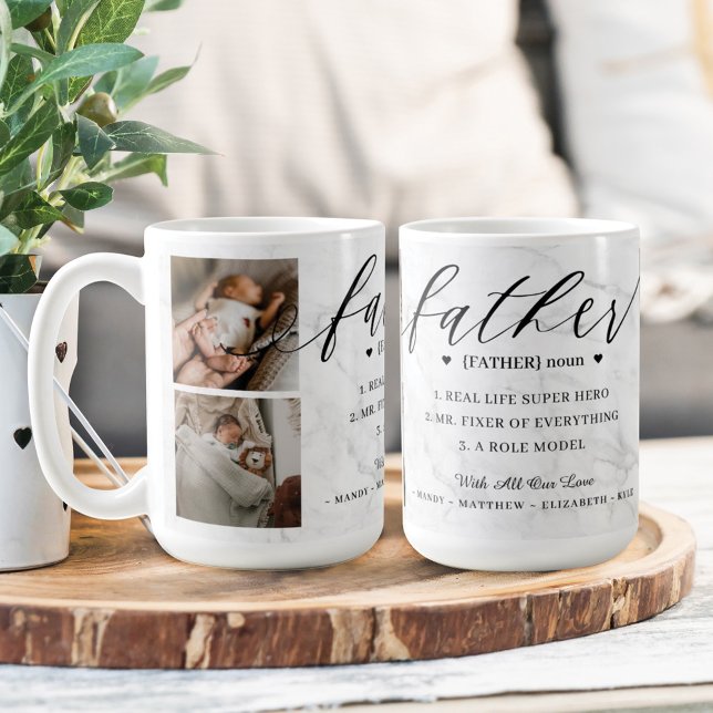 Father Dictionary Definition Photo Collage Marble Coffee Mug (Creator Uploaded)