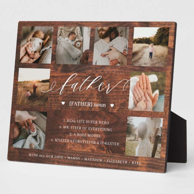 Father Dictionary Definition Wood Photo Collage Plaque (Side)