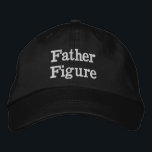 Father Figure Gift for Dad Meme Funny Christmas Embroidered Hat<br><div class="desc">Father Figure baseball dad hat,  funny boy embroidered ball cap,  Christmas gift for daddy birthday,  custom embroidery sarcastic joke humour,  adjustable hat for boyfriend son,  gen z meme humour silly,  men nerdy husband black present,  from wife girlfriend her mum,  personalised him father's day minimalist,  comedy quote new anniversary Valentine's</div>