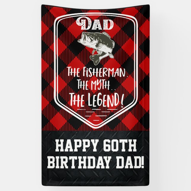 Father Fishing Birthday Dad The Myth Legend Banner (Vertical)