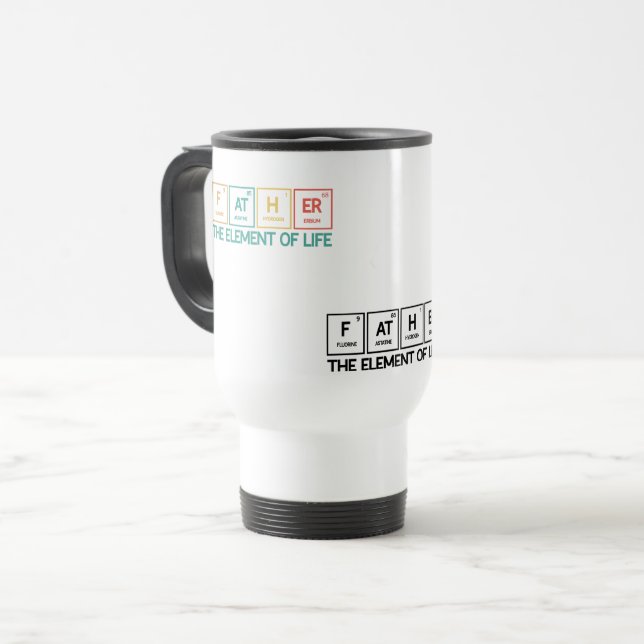Father Funny Periodic Table Dad Travel Mug (Front Left)