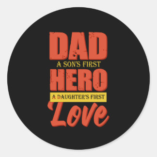 Father Gift | Dad Hero Love Classic Round Sticker
