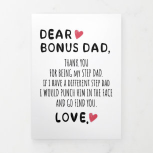 Father Gift Dear Bonus Dad Tri-Fold Holiday Card