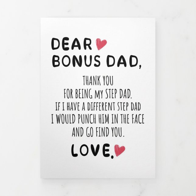 Father Gift Dear Bonus Dad Tri-Fold Holiday Card (Cover)