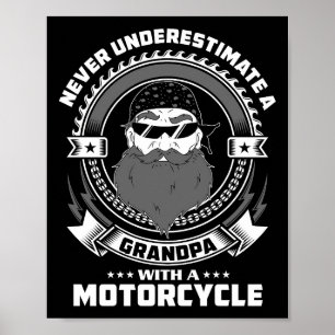 Father Gift Power Of A Grandpa With A Motorcycle Poster