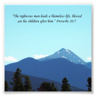 Father Gift Proverbs 20:7 Scripture Mountain Print