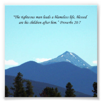 Father Gift Proverbs 20:7 Scripture Mountain Print