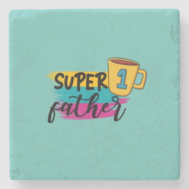 Father Gift Super Father Stone Coaster (Front)