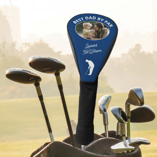 Father Golfing Best Dad By Par Custom Photo Blue Golf Head Cover