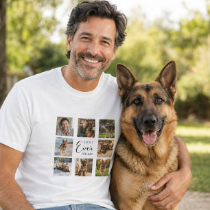 Father GSD dog dad photo collage white T-Shirt