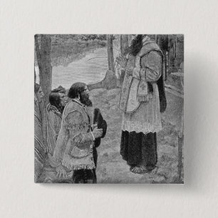 Father Hennepin Celebrating Mass 15 Cm Square Badge