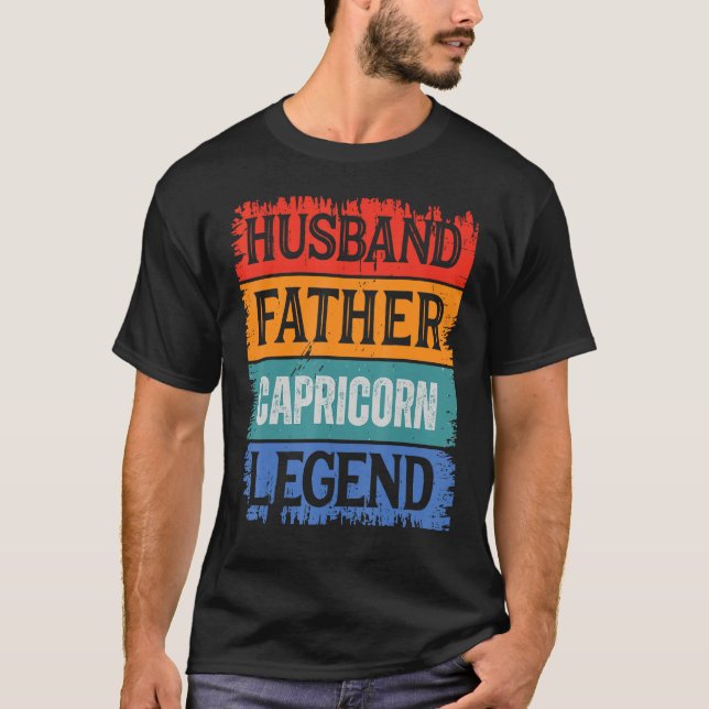 Father Husband CAPRICORN Legend Proud Dad  Retro P T-Shirt (Front)