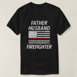 Father Husband Firefighter Thin Red Line American T-Shirt
