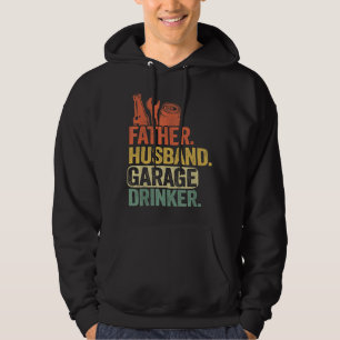 Father Husband Garage Drinker Vintage Mechanic Dad Hoodie