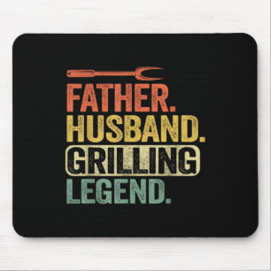 Father Husband Grilling Legend Barbecue Funny Pig Mouse Mat