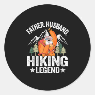 Father husband hiking legend sloth hiker retro classic round sticker