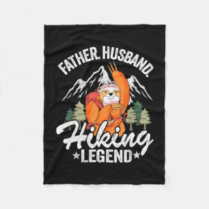 Father husband hiking legend sloth hiker retro fleece blanket
