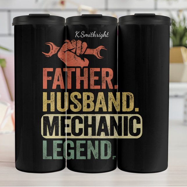 Father Husband Mechanic Legend Distressed Thermal Tumbler (Creator Uploaded)
