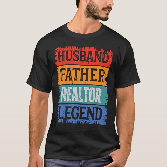 Father Husband REALTOR Legend Proud Dad  Retro Pap T-Shirt (Front)