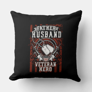 Father, Husband, Veteran Hero Cushion