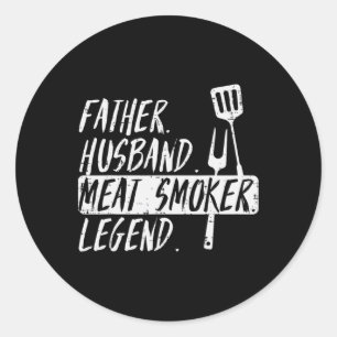 Father Husnd Meat Grill Legend Bbq Rbecue Grill Me Classic Round Sticker