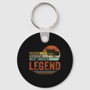 Father Husnd Meat Smoker Legend Grilling Dad Meat  Key Ring