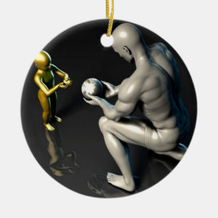 Father Imparting Wisdom to His Child or Son Ceramic Tree Decoration