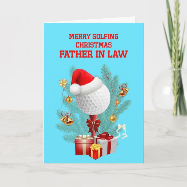 Father In Law Christmas Golfball Holiday Card (Front)