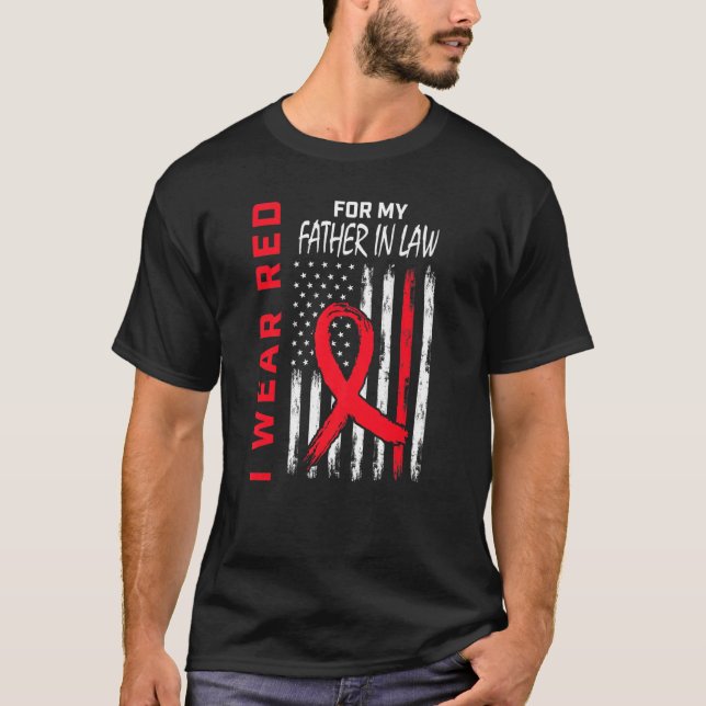 Father In Law Heart Disease Awareness Flag Matchin T-Shirt (Front)