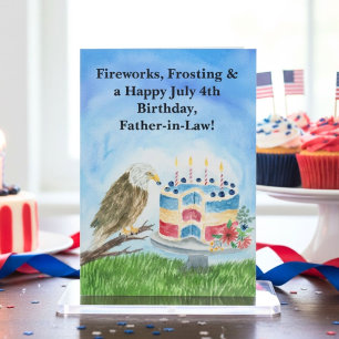 Father-in-Law July 4th Birthday Bald Eagle  Card