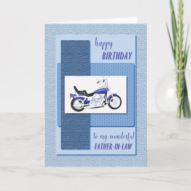 Father-in-law, motor bike birthday card (Front)
