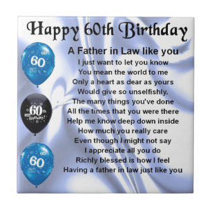 Father in Law Poem - 60th Birthday Tile