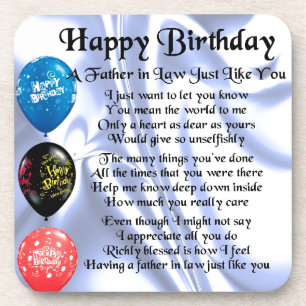 Father in Law Poem - Happy Birthday Coaster