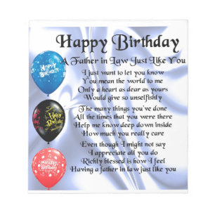 Father in Law Poem - Happy Birthday Notepad