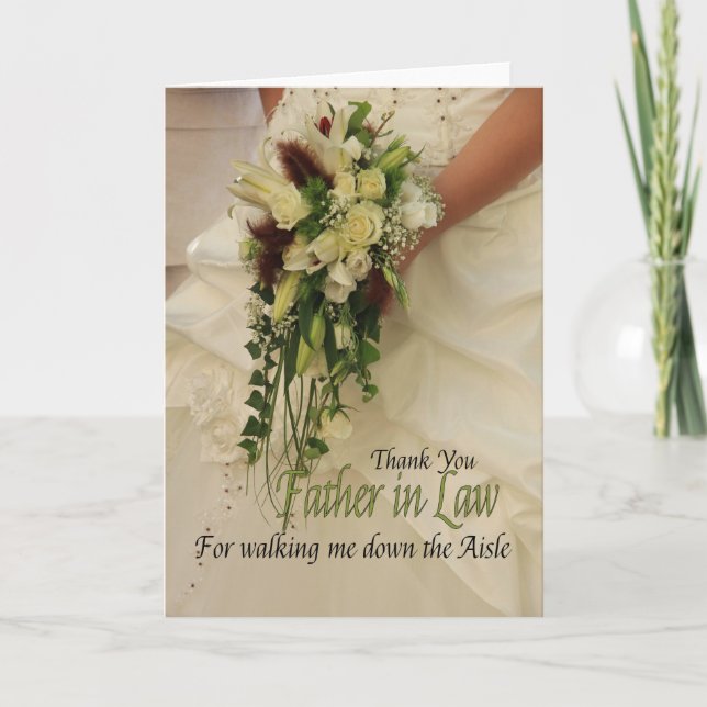 Father in Law Thanks for Walking me down Aisle Thank You Card (Front)