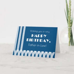 Father in Law's Birthday Art Deco Patterns on Blue Holiday Card