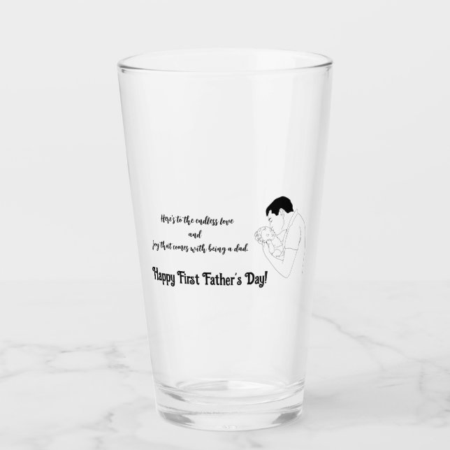 Father Kissing Baby, Happy First Fathers Day,  Glass (Front)