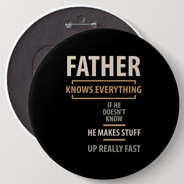 Father Knows Everything - Father and Grandpa Gifts 6 Cm Round Badge (Front & Back)