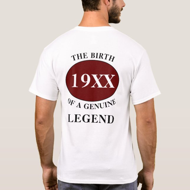 Father Legend Any Year Humour Monogram Initial Nam T-Shirt (Back)