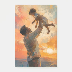 Father Lifting Child at Sunset Abstract Painting Post-it Notes