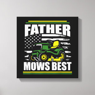 Father Mows Best Funny Lawn Mower American Flag Fa Canvas Print