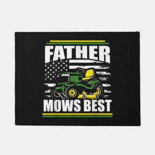 Father Mows Best Funny Lawn Mower American Flag Fa Doormat
