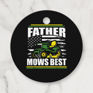 Father Mows Best Funny Lawn Mower American Flag Fa Favour Tags