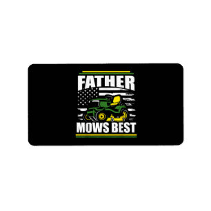 Father Mows Best Funny Lawn Mower American Flag Fa Label