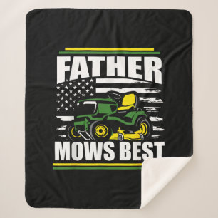 Father Mows Best Funny Lawn Mower American Flag Fa Sherpa Blanket