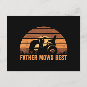 Father Mows Best Lawn Care Dad Mowing Gardener Fat Holiday Postcard