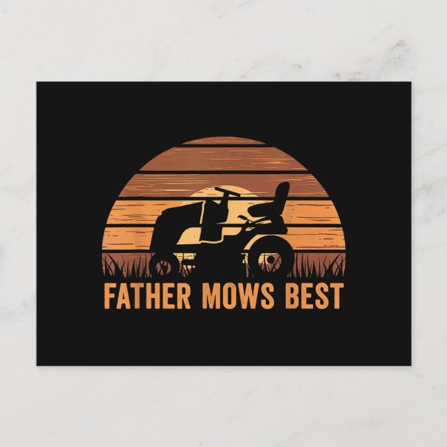 Father Mows Best Lawn Care Dad Mowing Gardener Fat Holiday Postcard (Front)